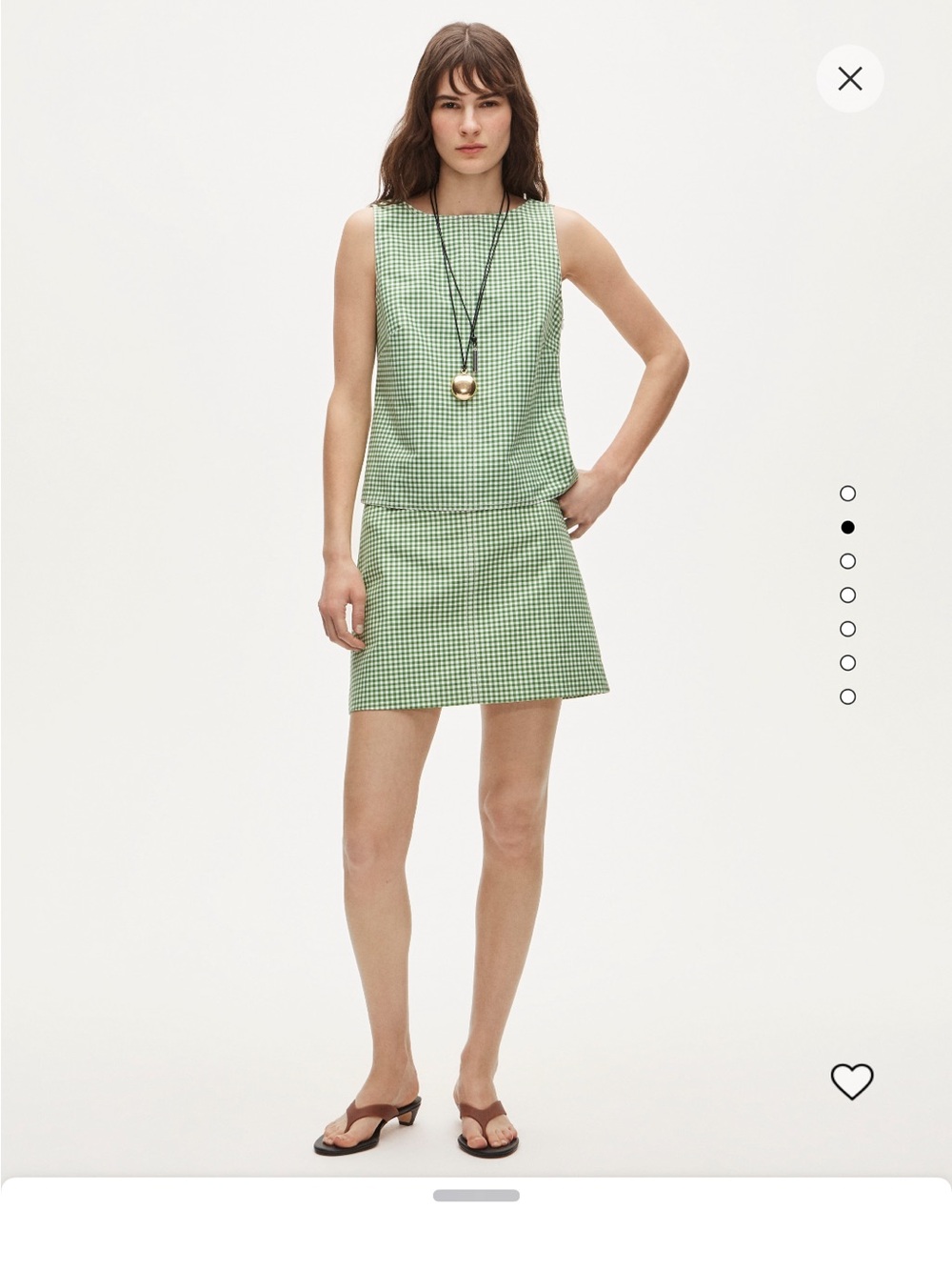 J crew Green Gingham A-Line Mini Skirt and Shell Top